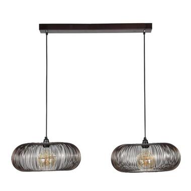 Industriële hanglamp Jill 2-lichts koper bruin - 43x102x150 cm - Nikkel - Zwart product