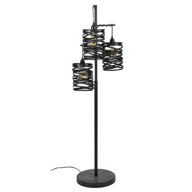 Industriele Vloerlamp - 3 Lampen - Spiraal - Zwart product