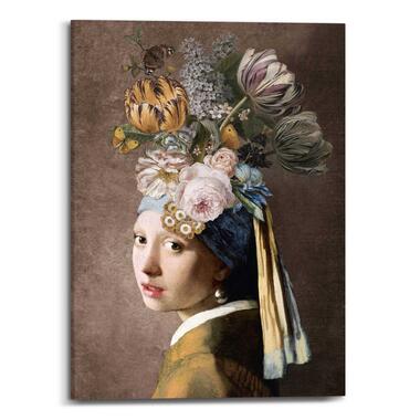 Schilderij Bloemenmeisje met de Parel 70x50 cm Bont Canvas product
