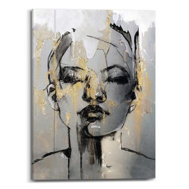 Schilderij Golden Face 70x50 cm Goudkleurig Canvas product