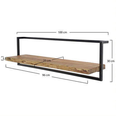 Wandplank Acaciahout - 100cm - Naturel - Stalen Frame product