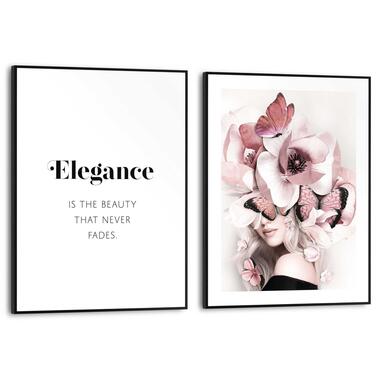 Set poster met lijst - Elegante Bloemenvrouw product