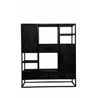 Mangohoutonline - Vakkenkast Toronto Black 120cm - Zwart - Mahom product