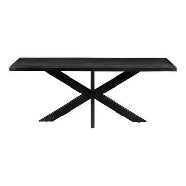 Mangohoutonline - Eettafel Memphis Black 220x100cm Rechthoekig - Zwart - Mahom product