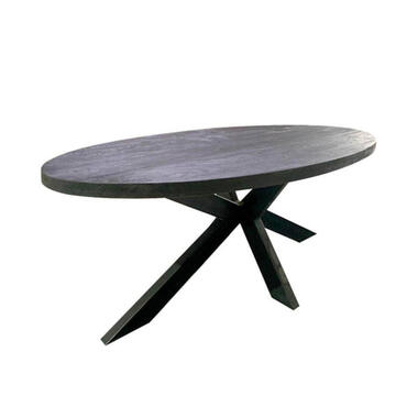 Mangohoutonline - Eettafel Tulsa Black 240x110cm Ovaal - Zwart - Mahom product