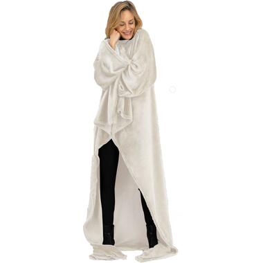 O'DADDY® Fleece deken met MOUWEN - plaid - 150x200 – supersoft - Taupe product