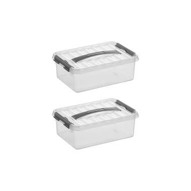 Q-line opbergbox 4L - Set van 2 - Transparant/grijs product