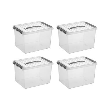 Q-line opbergbox 22L - Set van 4 - Transparant/grijs product