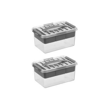 Q-line opbergbox met inzet 6L - Set van 2 - Transparant/grijs product