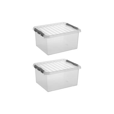 Q-line opbergbox 36L - Set van 2 - Transparant/grijs product