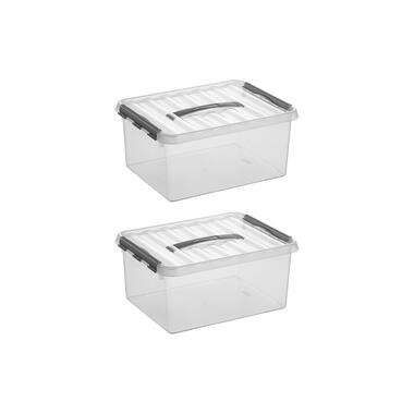 Q-line opbergbox 15L - Set van 2 - Transparant/grijs product