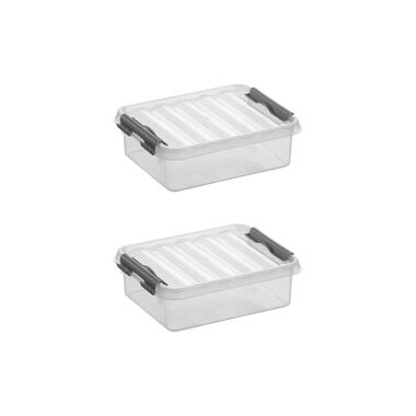 Q-line opbergbox 1L - Set van 2 - Transparant/grijs product