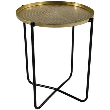 Lesli Living Bijzettafel - rond - metaal - goud met zwart - 50 cm product