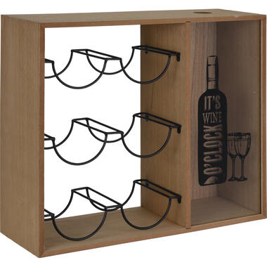Excellent Houseware Wijnrek - hout - voor 7 flessen - 31 x 11 x 61 cm product