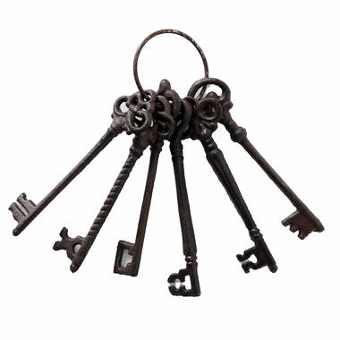 Decoratie sleutels - bruin - gietijzer - 6 sleutels - 20 cm product