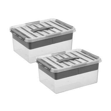 Q-line opbergbox met inzet 15L - Set van 2 - Transparant/grijs product