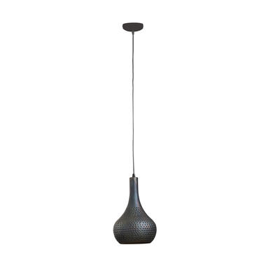 Hanglamp industrieel kegel Aya 1-lichts zwart bruin - Metaal - Zwart product