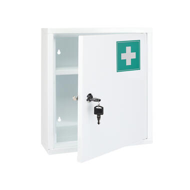 Medicijnkastje - wit - met slot - metaal - 32 x 10 x 36 cm product