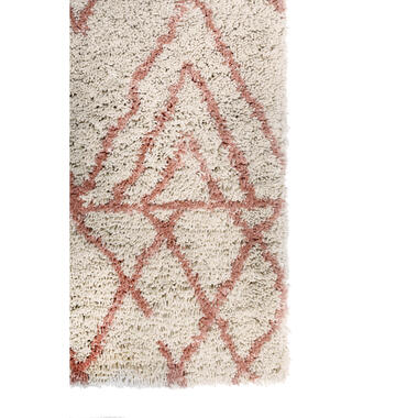 Giga Meubel Karpet 200x300cm Rechthoekig - Wit/Roze Ruitpatroon - Anna product