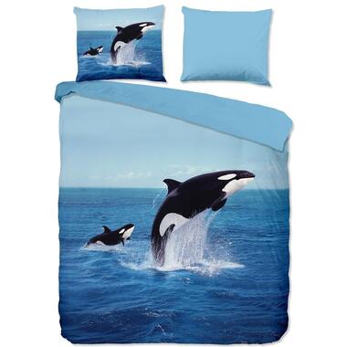 Pure Dekbedovertrek "orca in de zee" - Blauw - (240x200/220 cm) - Microfiber product