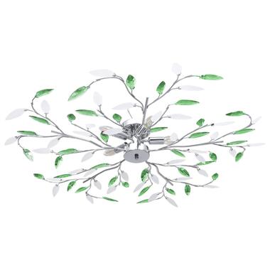 vidaXL Plafondlamp met acryl kristallen bladarmen voor 5xE14 groen product