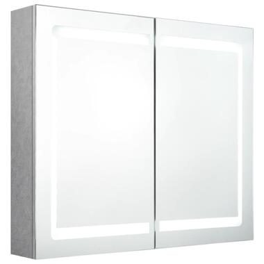 vidaXL Badkamerkast met spiegel en LED 80x12x68 cm betongrijs product