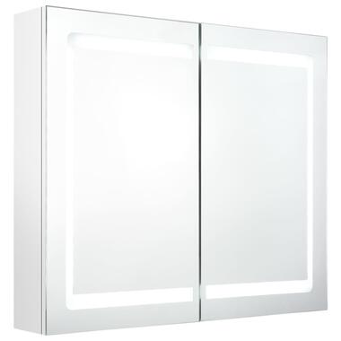 vidaXL Badkamerkast met spiegel en LED 80x12x68 cm glanzend wit product