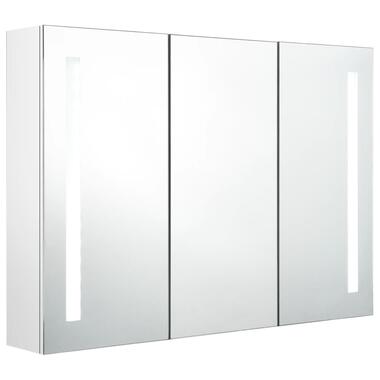 vidaXL Badkamerkast met spiegel en LED 89x14x62 cm glanzend wit product