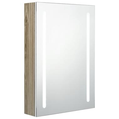 vidaXL Badkamerkast met spiegel en LED 50x13x70 cm wit en eikenkleurig product