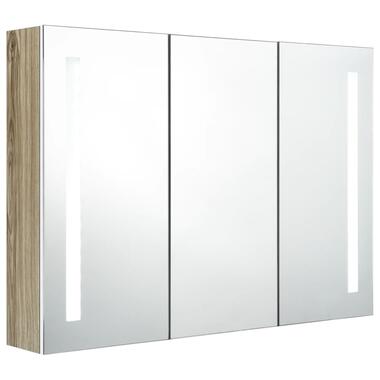 vidaXL Badkamerkast met spiegel en LED 89x14x62 cm wit en eikenkleurig product