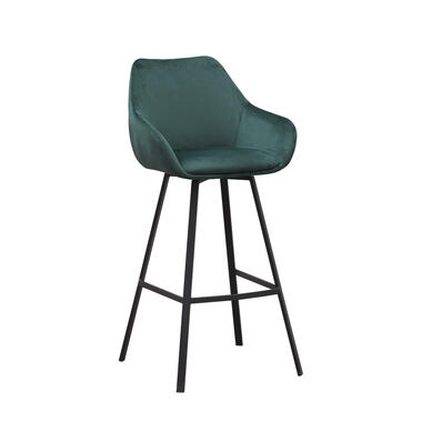 Barkruk Elise Velvet groen draaibaar met armleuning Zithoogte 79 cm Stof product