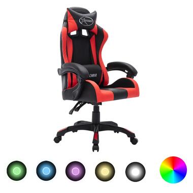 vidaXL Racestoel met RGB LED-verlichting kunstleer rood en zwart product