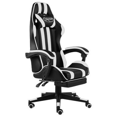 vidaXL Racestoel met voetensteun kunstleer zwart en wit product