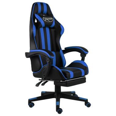 vidaXL Racestoel met voetensteun kunstleer zwart en blauw product