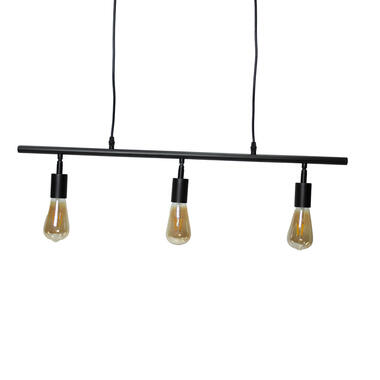 Industriële hanglamp Glenn 3-lichts zwart metaal - 6x80x12 cm - Metaal - Zwart product
