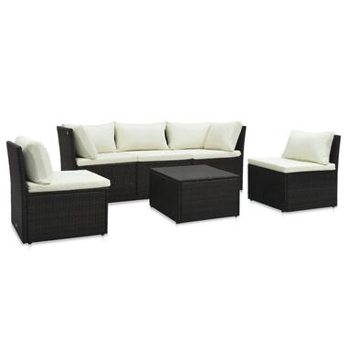 vidaXL 4-delige Loungeset met kussens poly rattan bruin product