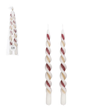 Mica Decorations Twist Kaars Streep - Set van 2 - H29 cm - Bordeaux product