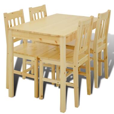 vidaXL Eettafel met 4 stoelen hout naturel product