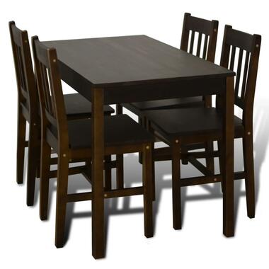 vidaXL Eettafel met 4 stoelen hout bruin product