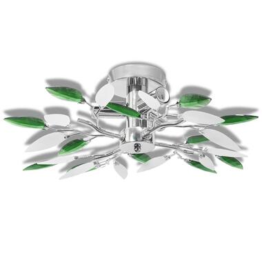 vidaXL Plafondlamp witte en groene acryl kristal bladeren 3xE14 product