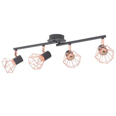 vidaXL Plafondlamp met 4 spotlights E14 zwart en koper product