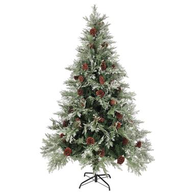 vidaXL Kerstboom met LED en dennenappels 120 cm PVC en PE groen en wit product