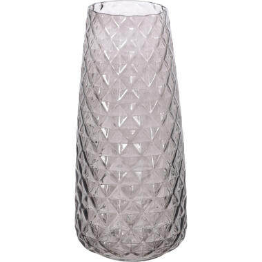 Bellatio design Vaas - glas - grijs - gestippeld - 21 cm product