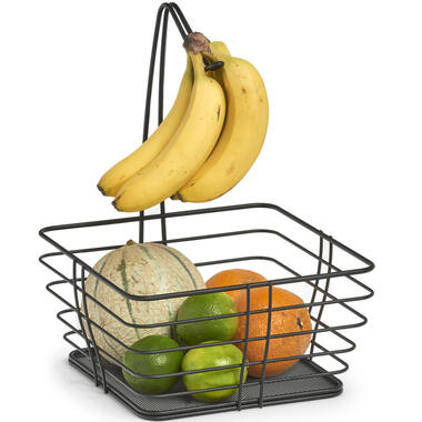 Zwarte vierkante fruitschaal met banaan hanger 26 cm product