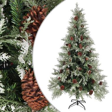 vidaXL Kerstboom met dennenappels 195 cm PVC en PE groen en wit product