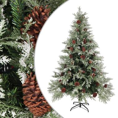 vidaXL Kerstboom met dennenappels 150 cm PVC en PE groen en wit product