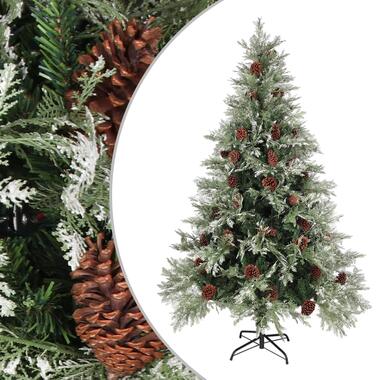 vidaXL Kerstboom met dennenappels 120 cm PVC en PE groen en wit product