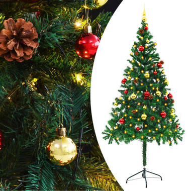 vidaXL Kunstkerstboom met verlichting en kerstballen 180 cm groen product