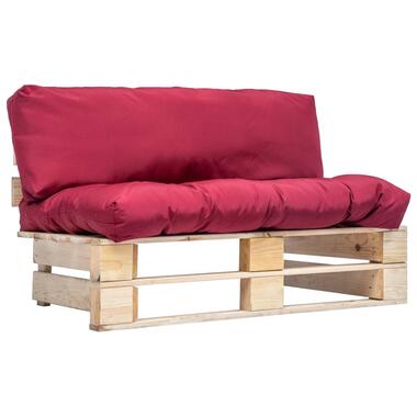 vidaXL loungeset met rode kussens pallet grenenhout product