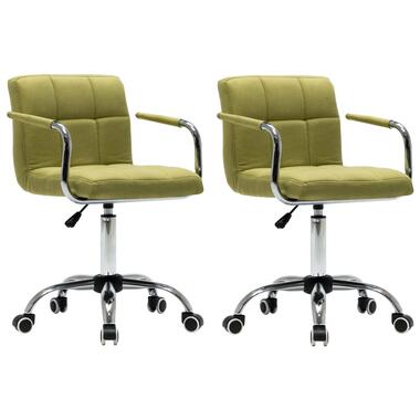 vidaXL Eetkamer stoelen draaibaar 2 st stof groen product